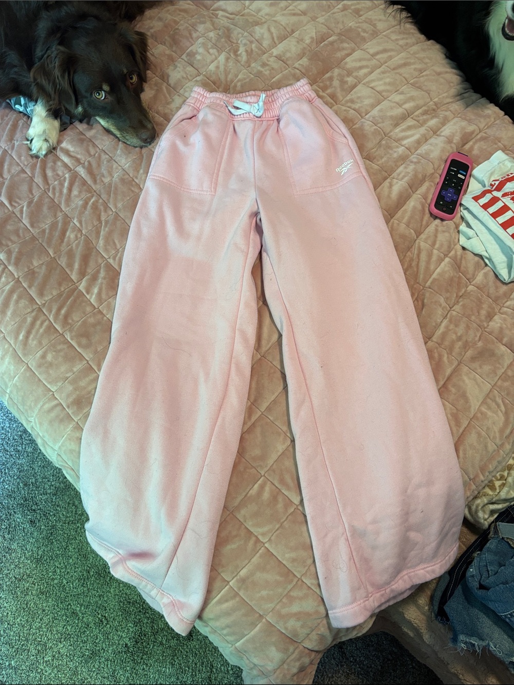 Reebok Light Pink Wide-Leg Sweatpants